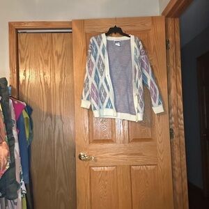 Women's Multicolor Argyle Cardigan Sweater